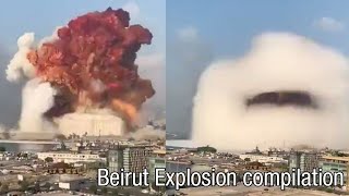 Beirut Lebanon Explosion Video Compilation  Compilado de la explosión en Beirut Líbano [upl. by Daahsar213]