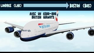 Vol Londres LHR  Boston BOS avec un A380800 British Airways [upl. by Akerdal]