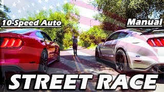 2018 Mustang GT vs Shelby GT350R STREET RACE  The Clear Winner [upl. by Yendahc]