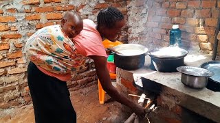 Building simple traditional smokeless firewood stove for the big family [upl. by Anwahsal]