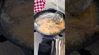 Frying catfish outside on the Rocket Stove chiassonsmoke [upl. by Niknar233]