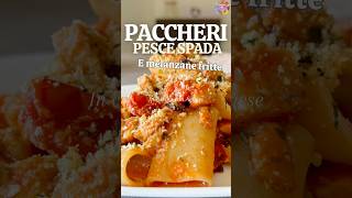 Paccheri con PESCE SPADA e melanzane fritte RICETTA FACILE per un primo a base di pesce ricette [upl. by Burnley154]