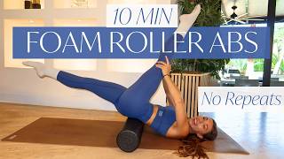 10 MIN FOAM ROLLER ABS WORKOUT  Deep Core Focused  At Home Pilates [upl. by Hakon]