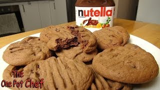 Nutella Chocolate Chip Cookies  One Pot Chef [upl. by Akimahs]