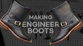 Made a perfect 9inch engineer boot  Making Cowhide Handmade Engineer Boots [upl. by Eileen]