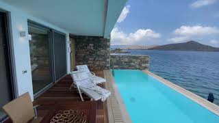 Crete Elounda Beach Hotel amp Villas  Premium Waterfront Junior Suite with Private Pool  room tour [upl. by Adlev]