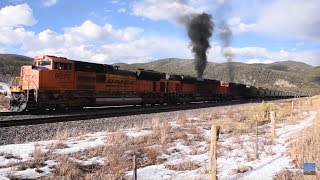 3 EMD SD70ACEs up front restart 12000 ton train on a 2 Grade Moffat Tunnel Subdivision Colorado [upl. by Waverly]