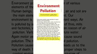 Environment Pollution paragraph english tending [upl. by Farrington]