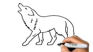 How to DRAW a WOLF Easy Step by Step [upl. by Raynold]