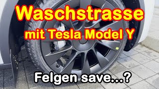 Tesla Waschanlagenmodus ausprobiert mit Induction Felgen [upl. by Malita]