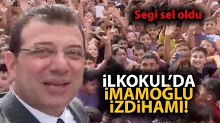 Ekrem İmamoğlu kırtasiye yardımı için gittiği okulda öğrencilerin izdihamına uğradı [upl. by Saxen984]