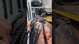 Knotless braids tutorial 🤍 knotless braidsbraidsexploreknotlessbraidstutorialhairstylist [upl. by Ennairod207]