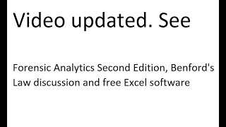 Benfords Law Part 2 Excel Updated March 2020 [upl. by Johannessen]