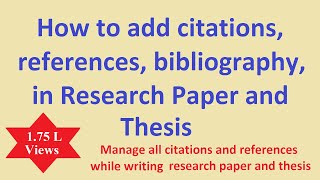 How to add citations and references in research paper thesis how to use different citations style [upl. by Eelidnarb]