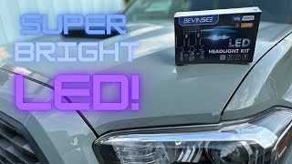 Bevinsee LED Headlight Kit InstallTest  SUPER BRIGHT [upl. by Esaertal]