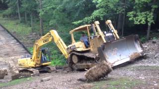 Steep slippery slope for a dozer and excavator [upl. by Marcellus]