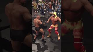 WWE 2K23  Goldberg hurls steel stairs at Hulk Hogan shorts [upl. by Denae]