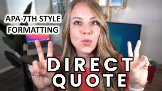 How to format direct quotes in APA 7th style [upl. by Mollee]