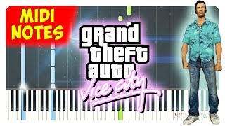 GTA Vice City  Main Theme Piano Tutorial Piano Sheet  midi [upl. by Yauqaj902]