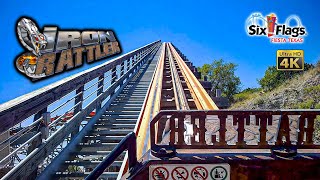 April 2022 Iron Rattler Roller Coaster On Ride Front Seat 4K POV Six Flags Fiesta Texas [upl. by Sedecram522]