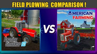 COMPARISON Plowing American Farming vs FS 23 │MOBILE FARMING SIMULATOR [upl. by Leahcimnhoj934]