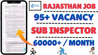 Rajasthan jobs 2024  sub inspector post  95  vacancy jobs2024 [upl. by Yrrehs]