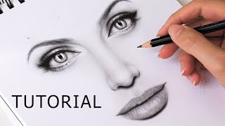 How to Draw Eyes Nose and Lips Mouth  EASY TUTORIAL Step by Step [upl. by Rolecnahc]