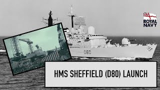 HMS Sheffield D80 Launch at Vickers yard at BarrowinFurness 1971 NO SOUND [upl. by Jenica]