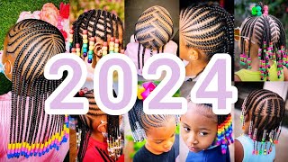 💯🔥2024 Best Ideas For Little Girls Cornrows Braids Hairstyles  Cute Kids Hairstyles with Beads👍🎄 [upl. by Ahseyt389]