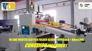 InLine Printer Slotter  Folder Gluer Stitcher  Bundling Machine [upl. by Nagaem]