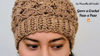 GORRO A CROCHET tejido paso a paso para mujer [upl. by Eetsim]