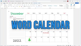 Insert an Editable Calendar to Microsoft Word [upl. by Yenaled]