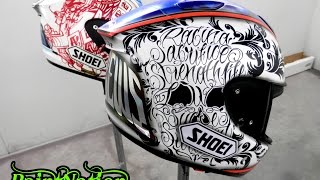 Simon Andrews 2014 Shoei Xspirit 2 helmet by PaintNation [upl. by Jadwiga643]