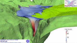 3D SPH numerical simulation of the wave generated by the Vajont rockslide explanation [upl. by Benil]