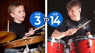 Progression of a Child Drummer ages 314 Avery Drummer [upl. by Curzon]