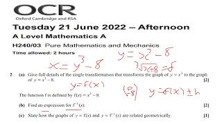 OCR A Level Maths Paper 3 Recorded and Uploaded Post Exams 2024 A Level Maths 2025 [upl. by Durer565]