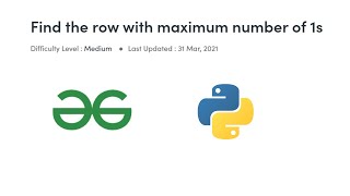 Row With Max 1s  GFG  Python  Love Babbar DSA Cracker Sheet LoveBabbar DsaCrackerSheet [upl. by Brock]