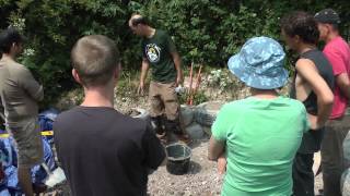 Earth Tyre Brick Wall Workshop SelfBuilding an Earthship [upl. by Susejedesoj]