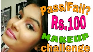 Full Face of Makeup Using products Under Rs100 Challenge  RIP makeup skills [upl. by Aniral]