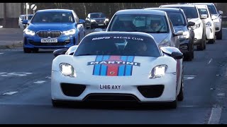 Supercars in Alderley Edge and Knutsford January 2024 918 Spyder Project 8 SLR Mclaren F12 [upl. by Sev214]