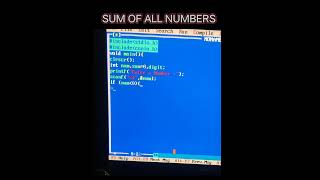 SUM OF ALL NUMBERS  C PROGRAMMING  C LANGUAGE  TURBO C   SNOW LIFE CODING [upl. by Notlit]