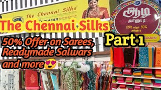 Chennai silks Aadi offers 2021 50 offers Tnagar saravana stores ஆடி தள்ளுபடி Buy 1 Get 1 [upl. by Hesoj166]