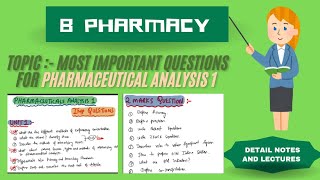 Pharmaceutical Analysis 1 Most IMP Questions ❓ 📚 For 1st Sem  B PHARMACY 2024✅ free pdf download [upl. by Gilly48]