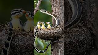 Snake with his cute chickssnake vs chicks snake animalsounds baby trending [upl. by Dragon303]