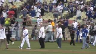 Garvey Cey Lopes Russell Throw First Pitch  Dodgers [upl. by Enom]