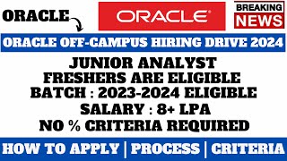 ORACLE OFFCAMPUS HIRING 2024  ANY GRADUATE CAN APPLY  NO  CRITERIA  APPLY NOW [upl. by Jane]