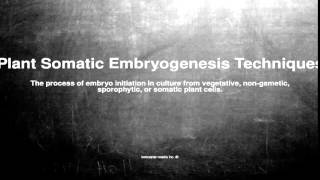 Medical vocabulary What does Plant Somatic Embryogenesis Techniques mean [upl. by Tamah876]