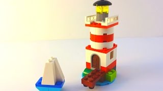 How to Build a Lego Lighthouse amp Sail  Lego Classic 10692 2015 [upl. by Ahsir]