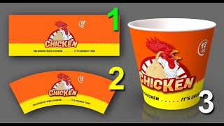 Design Fried Chicken Paper Bucket in Adobe Illustrator and Esko تصميم كوب ورقي ايسكو و اليستريتر [upl. by Mick470]