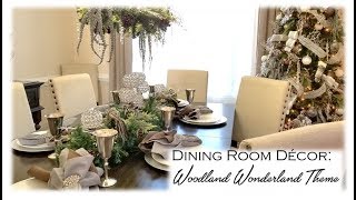 Christmas Tablescape amp Chandelier Decor Woodland Wonderland Theme [upl. by Baynebridge]